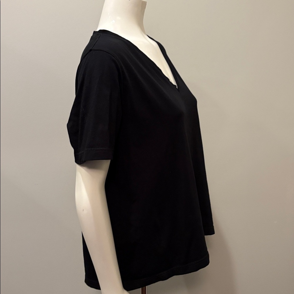 COS Classic Cotton V-Neck T-Shirt Top in Black Short Sleeve Size L - Picture 5 of 8